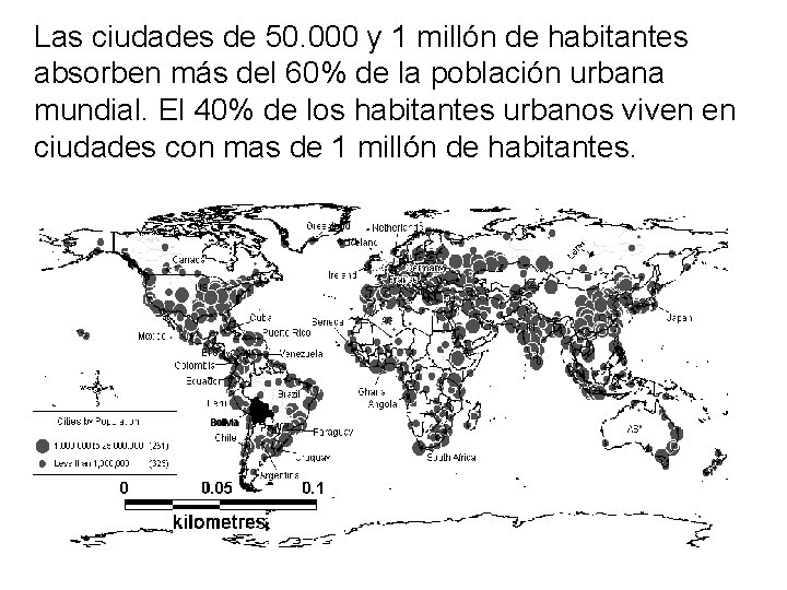 Las ciudades de 50. 000 y 1 millón de habitantes absorben más del 60%