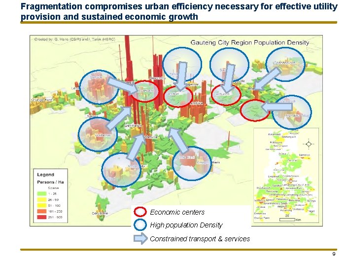 Fragmentation compromises urban efficiency necessary for effective utility provision and sustained economic growth Economic