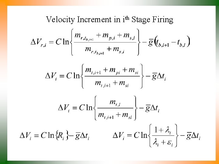 Velocity Increment in ith Stage Firing 