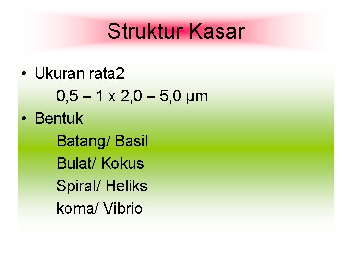 Struktur Kasar • Ukuran rata 2 0, 5 – 1 x 2, 0 –