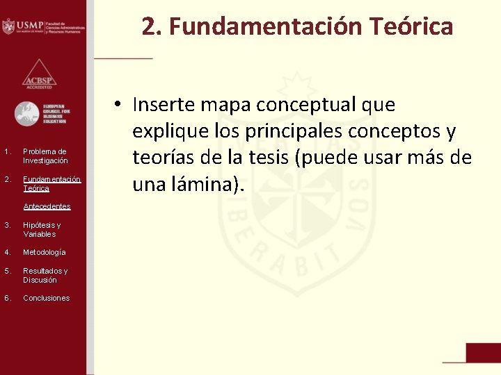 2. Fundamentación Teórica 1. Problema de Investigación 2. Fundamentación Teórica Antecedentes 3. Hipótesis y