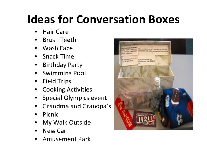 Ideas for Conversation Boxes • • • • Hair Care Brush Teeth Wash Face Ideas for Conversation Boxes • • • • Hair Care Brush Teeth Wash Face