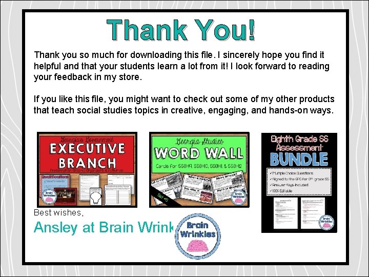 Thank You! Thank you so much for downloading this file. I sincerely hope you