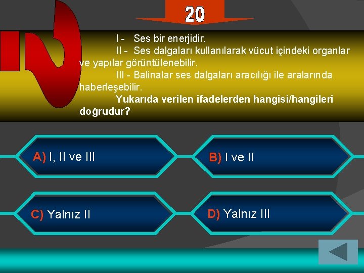 I - Ses bir enerjidir. II - Ses dalgaları kullanılarak vücut içindeki organlar ve