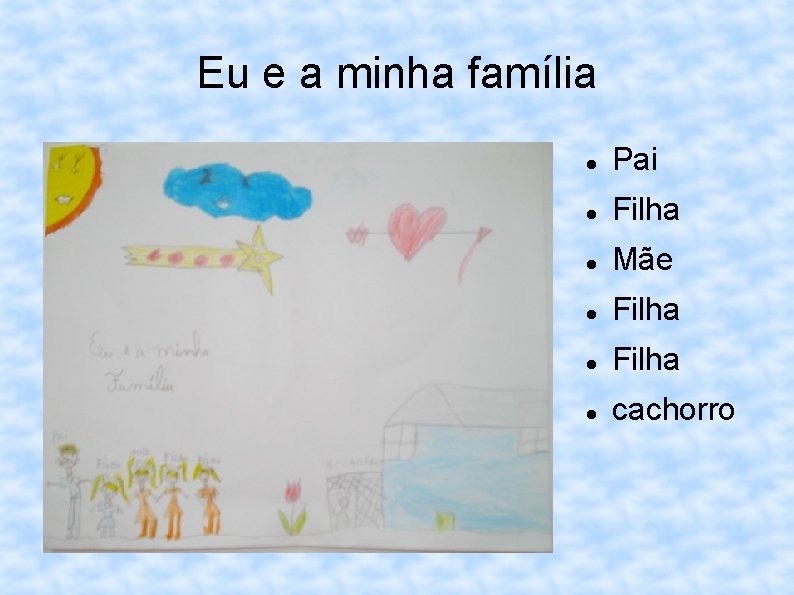 Eu e a minha família Pai Filha Mãe Filha cachorro 