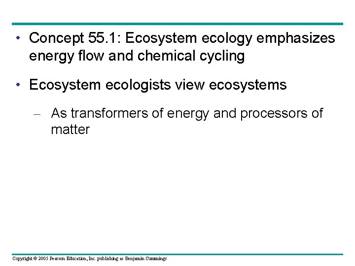 Chapter 55 Ecosystems Power Point Lectures for Biology