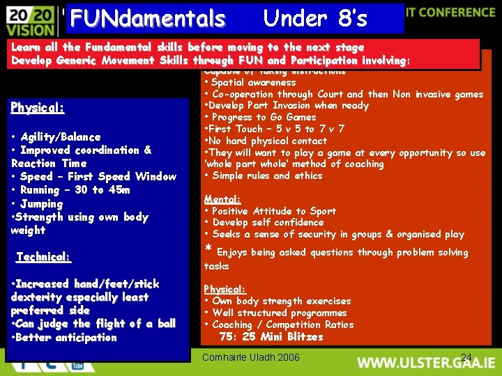 FUNdamentals Under 8’s Learn all the Fundamental skills before moving to the next stage