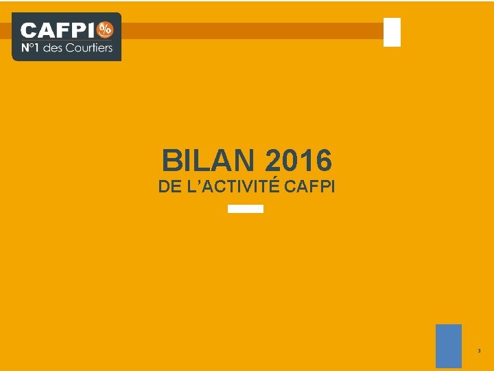 BILAN 2016 DE L’ACTIVITÉ CAFPI 3 