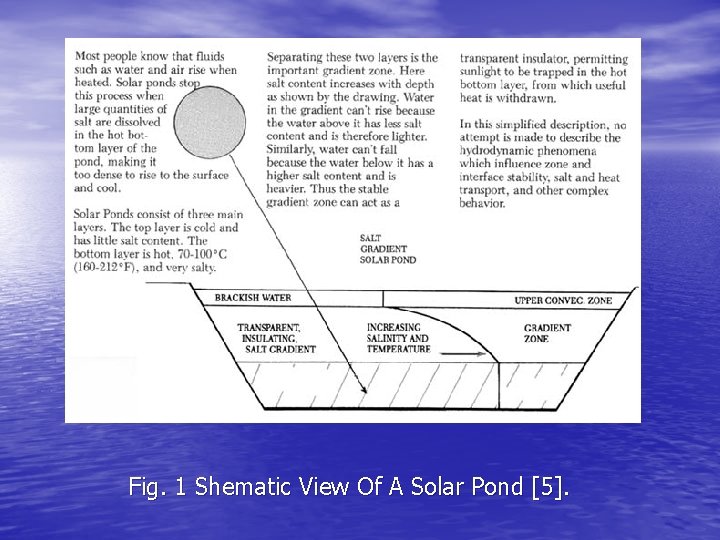 Fig. 1 Shematic View Of A Solar Pond [5]. 