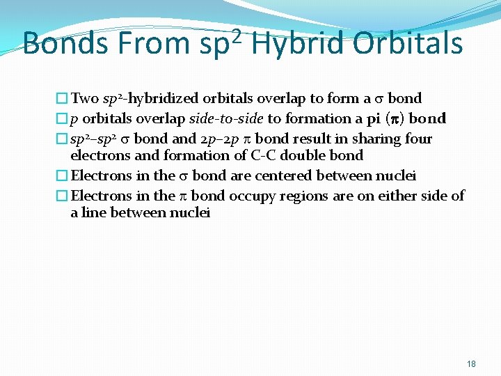 Bonds From 2 sp Hybrid Orbitals �Two sp 2 -hybridized orbitals overlap to form