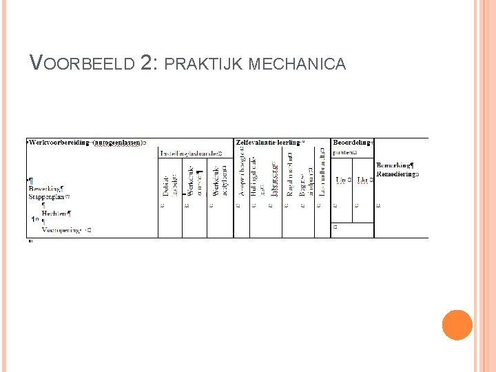 VOORBEELD 2: PRAKTIJK MECHANICA 