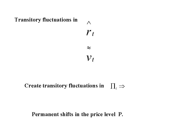 Transitory fluctuations in Create transitory fluctuations in Permanent shifts in the price level P.