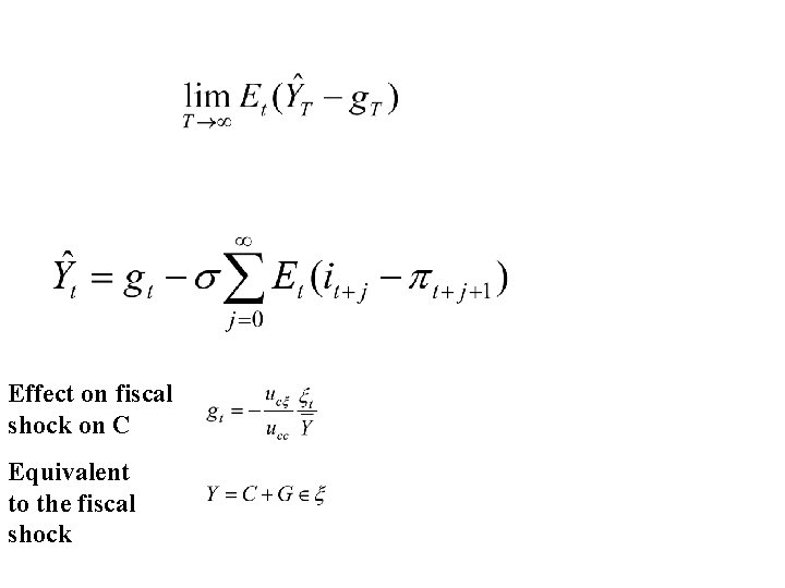 Effect on fiscal shock on C Equivalent to the fiscal shock 