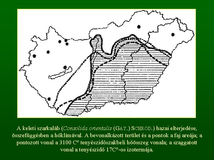 A keleti szarkaláb (Consolida orientalis (GAY. ) SCHRÖD. ) hazai elterjedése, összefüggésben a hőklímával.