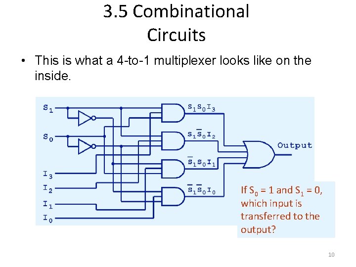 3. 5 Combinational Circuits • This is what a 4 -to-1 multiplexer looks like