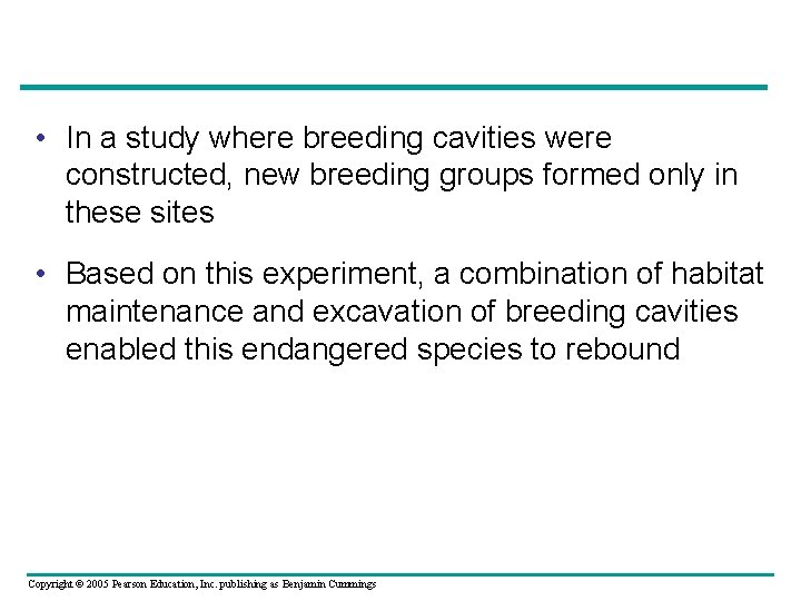  • In a study where breeding cavities were constructed, new breeding groups formed