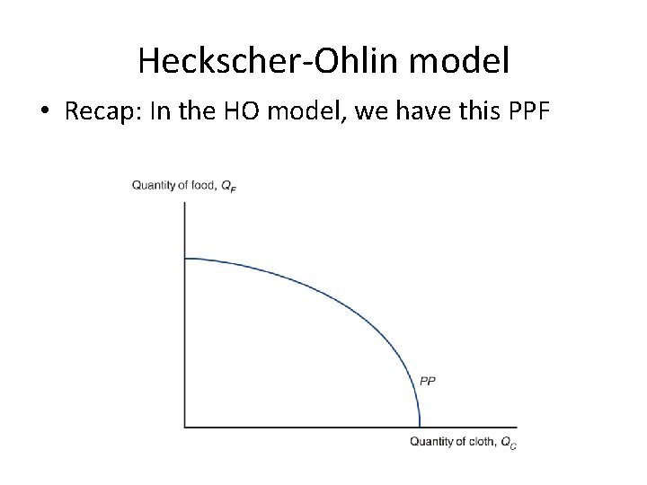 Heckscher-Ohlin model • Recap: In the HO model, we have this PPF 