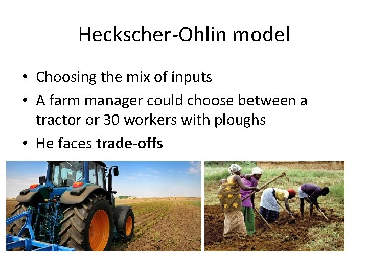 Heckscher-Ohlin model • Choosing the mix of inputs • A farm manager could choose