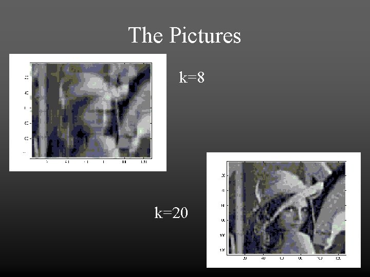 The Pictures k=8 k=20 