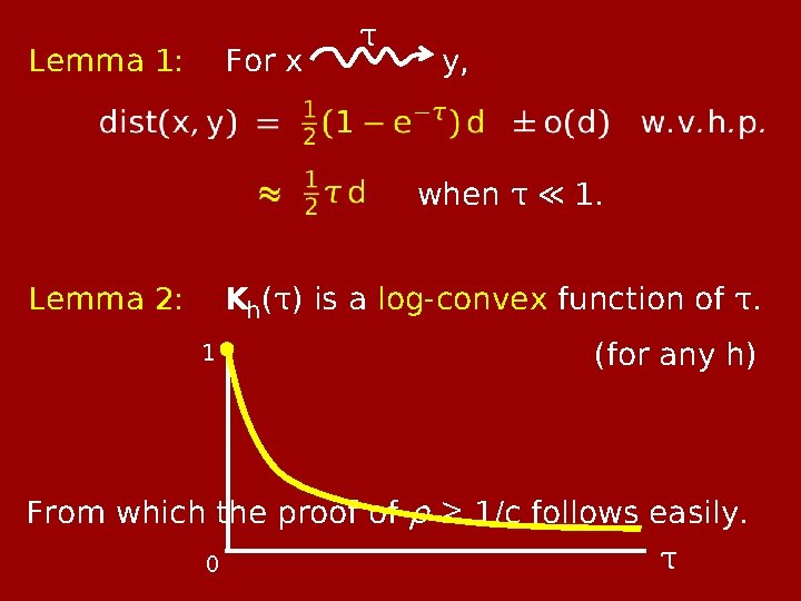 Lemma 1: For x τ y, when τ ≪ 1. Kh(τ) is a log-convex