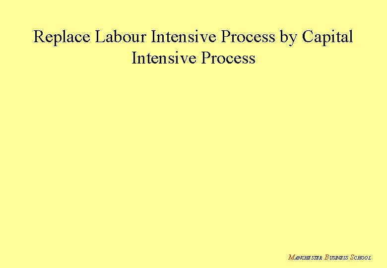 Replace Labour Intensive Process by Capital Intensive Process MANCHESTER BUSINESS SCHOOL 