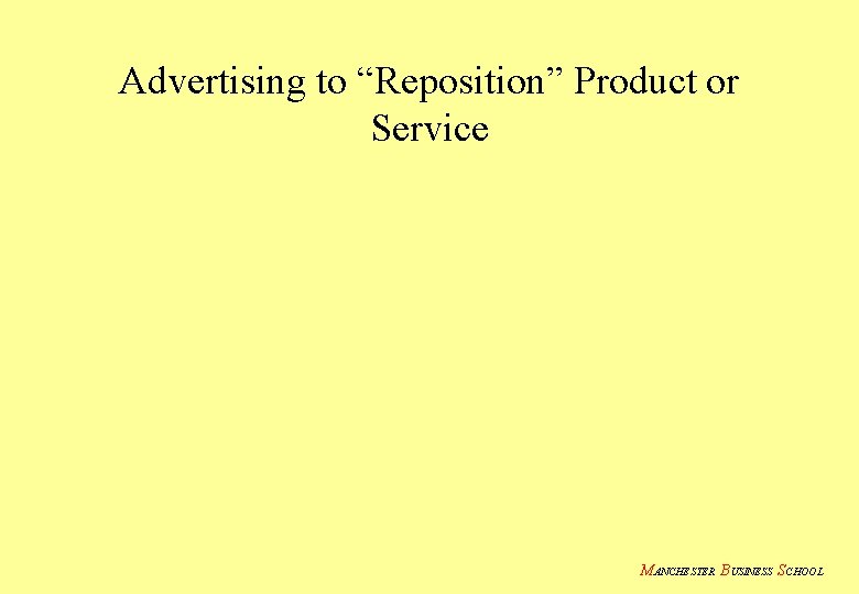 Advertising to “Reposition” Product or Service MANCHESTER BUSINESS SCHOOL 