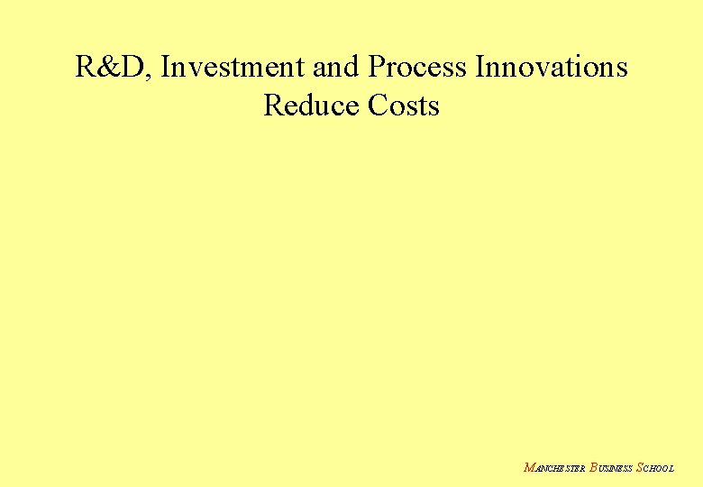 R&D, Investment and Process Innovations Reduce Costs MANCHESTER BUSINESS SCHOOL 