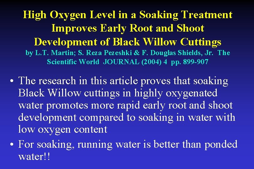 High Oxygen Level in a Soaking Treatment Improves Early Root and Shoot Development of