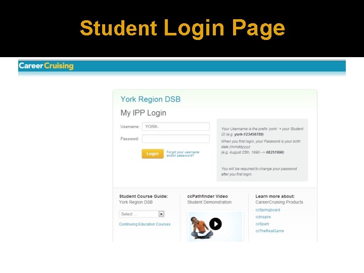 Student Login Page 