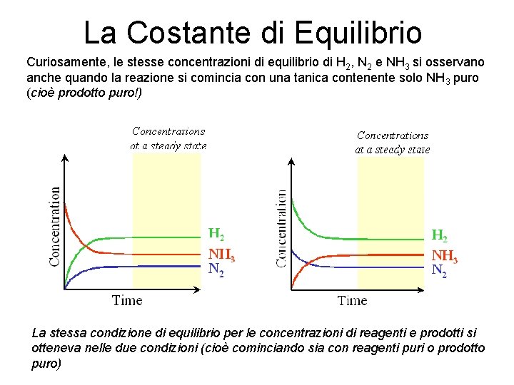 La Costante di Equilibrio Curiosamente, le stesse concentrazioni di equilibrio di H 2, N La Costante di Equilibrio Curiosamente, le stesse concentrazioni di equilibrio di H 2, N