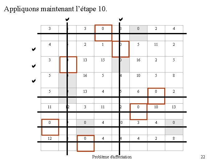 Appliquons maintenant l’étape 10. 3 6 3 0 2 4 4 5 2 1