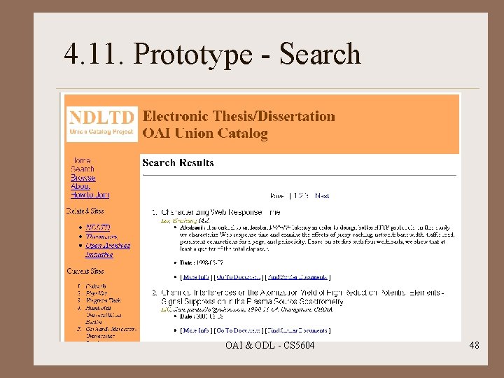 4. 11. Prototype - Search OAI & ODL - CS 5604 48 