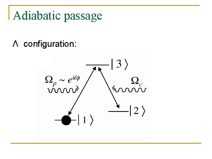 Adiabatic passage Λ configuration: 