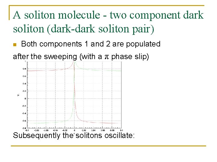 A soliton molecule - two component dark soliton (dark-dark soliton pair) n Both components