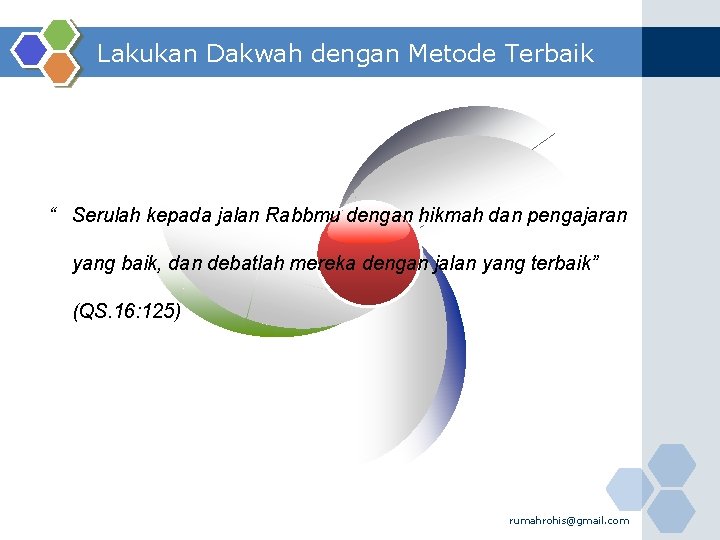 Lakukan Dakwah dengan Metode Terbaik “ Serulah kepada jalan Rabbmu dengan hikmah dan pengajaran