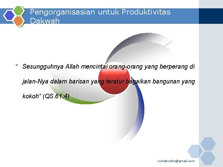 Pengorganisasian untuk Produktivitas Dakwah “ Sesungguhnya Allah mencintai orang-orang yang berperang di jalan-Nya dalam