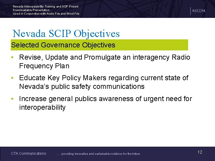 Nevada Interoperability Training and SOP Project Downloadable Presentation Used in Conjunction with Audio File