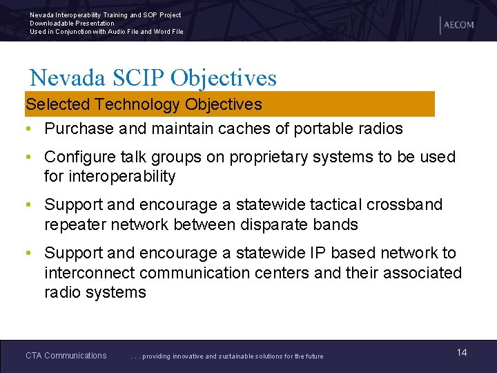 Nevada Interoperability Training and SOP Project Downloadable Presentation Used in Conjunction with Audio File