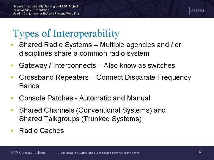 Nevada Interoperability Training and SOP Project Downloadable Presentation Used in Conjunction with Audio File