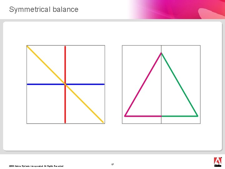 Symmetrical balance 2006 Adobe Systems Incorporated. All Rights Reserved. 17 