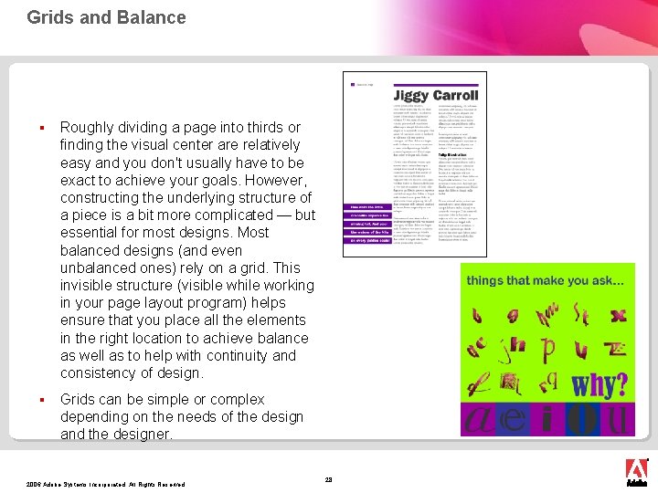 Grids and Balance § Roughly dividing a page into thirds or finding the visual