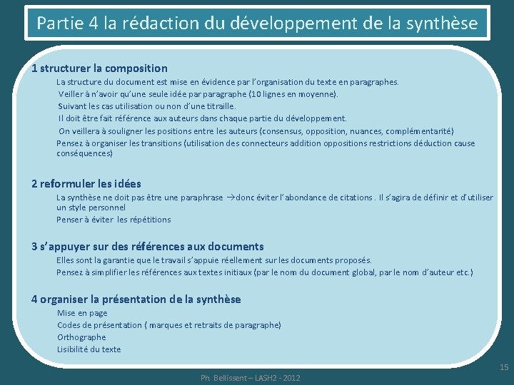 Partie 4 la rédaction du développement de la synthèse 1 structurer la composition La