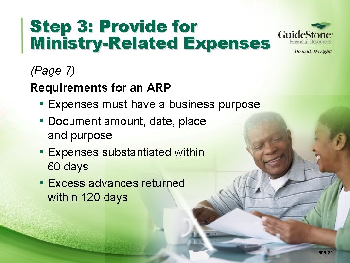 Step 3: Provide for Ministry-Related Expenses (Page 7) Requirements for an ARP • Expenses