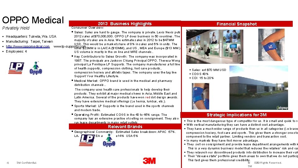 OPPO Medical § § 2013 Business Highlights Financial Snapshot Consumer Overview: § Sales: Sales