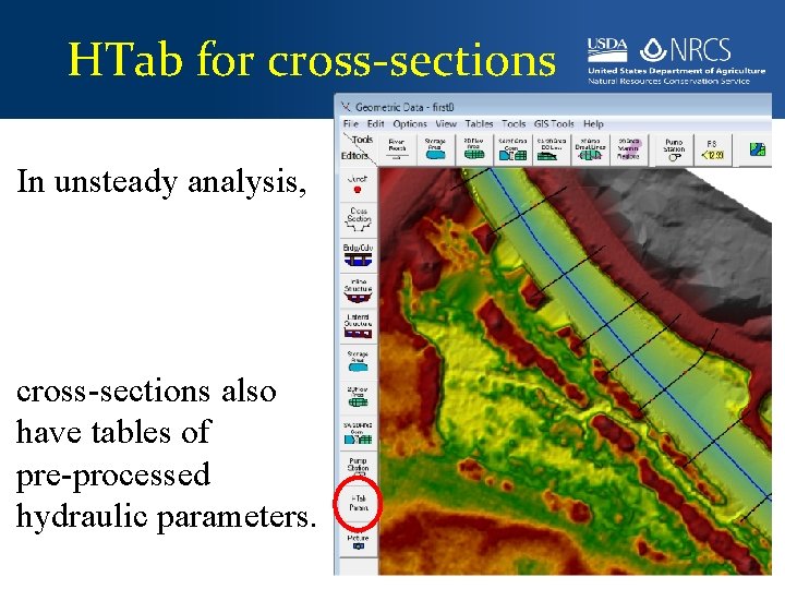 HTab for cross-sections In unsteady analysis, cross-sections also have tables of pre-processed hydraulic parameters.
