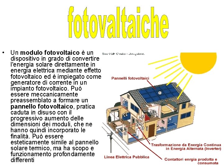  • Un modulo fotovoltaico è un dispositivo in grado di convertire l'energia solare