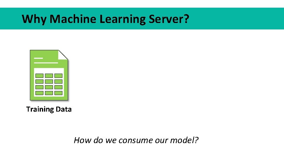 Why Machine Learning Server? How do we consume our model? 