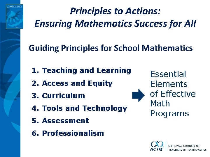 Principles to Actions: Ensuring Mathematics Success for All Guiding Principles for School Mathematics 1.