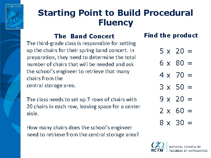 Starting Point to Build Procedural Fluency Find the product The Band Concert The third-grade