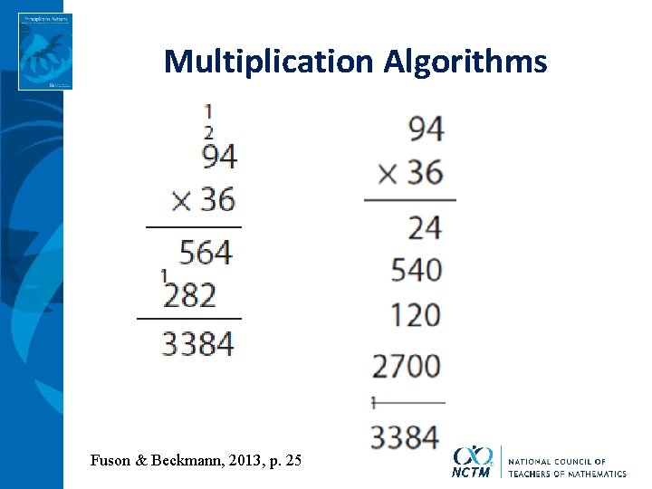 Multiplication Algorithms Fuson & Beckmann, 2013, p. 25 